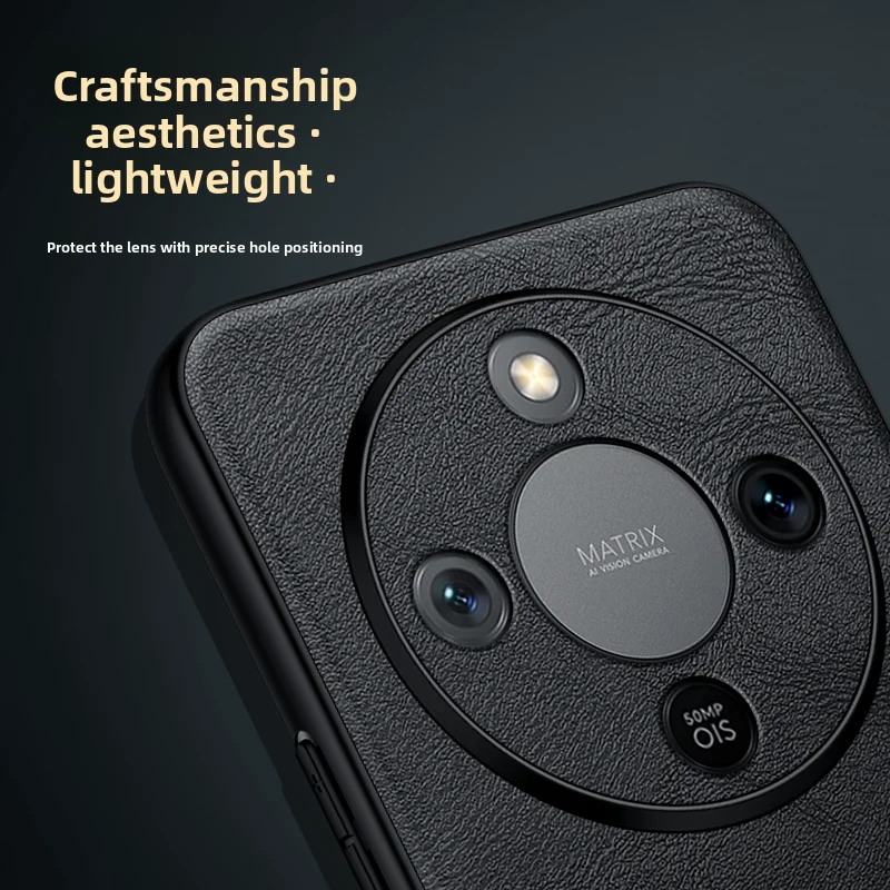 High-End Cowhide Grain Leather Anti-Fall Case - Shockproof Full Cover