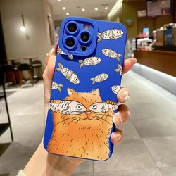 Whimsical Orange Cat Salted Fish Pattern Phone Case Cover - Galaxy S20 FE (Klein blue - YYDSM3063)