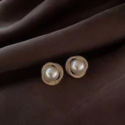 Adolph Trending Crystal Round Pearl Stud Earrings Korean Elegant Cheap Earring For Woman Wedding Fashion Jewelry New In 2023