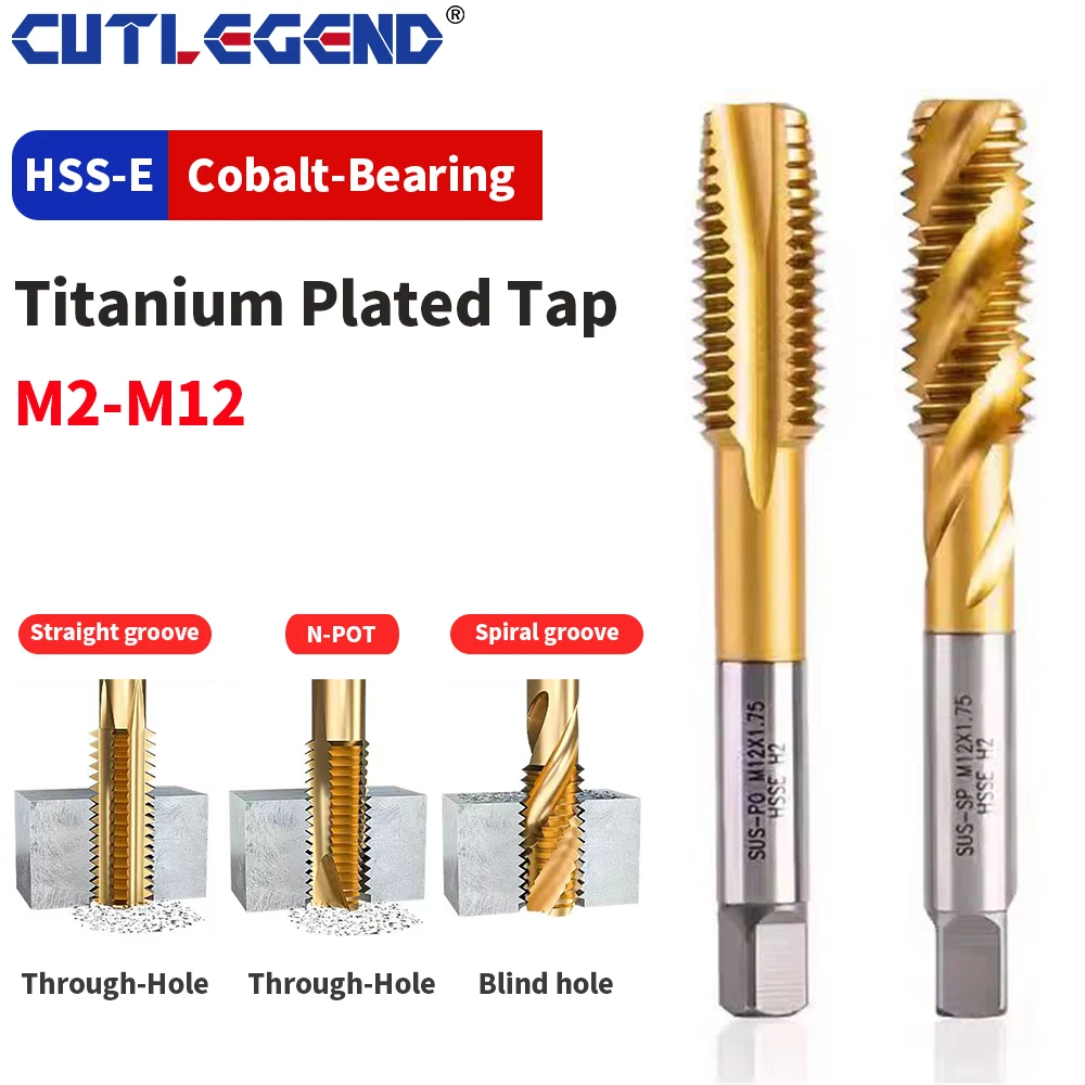

10PCS HSS Titanium Coating Screw Tap Drill Bit M2 M2.5 M3 M3.5 M4 M5 M6 M8 M10 M12 Metric Straight Flute Thread Tap Hand Tools