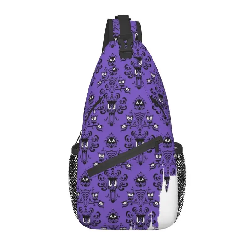 

Magic Castle Haunted Mansion Sling Chest Bag Custom Shoulder Crossbody Backpack for Men Traveling Daypack