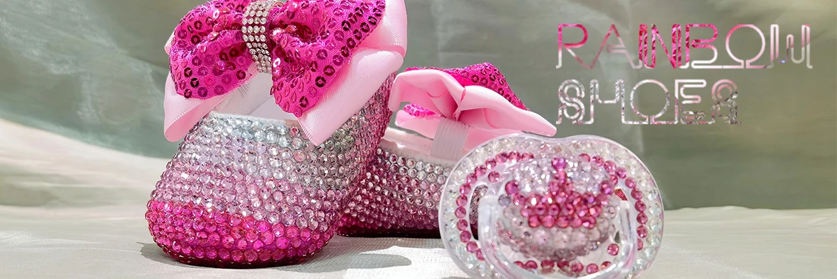 Description Picture 2 of itemDollbling Newborn Gift Set Luxury Rainbow Baby Shoes Headband Pacifier  Pink Lolita Crown Diamond Jewels Layette Sparkly Ballet