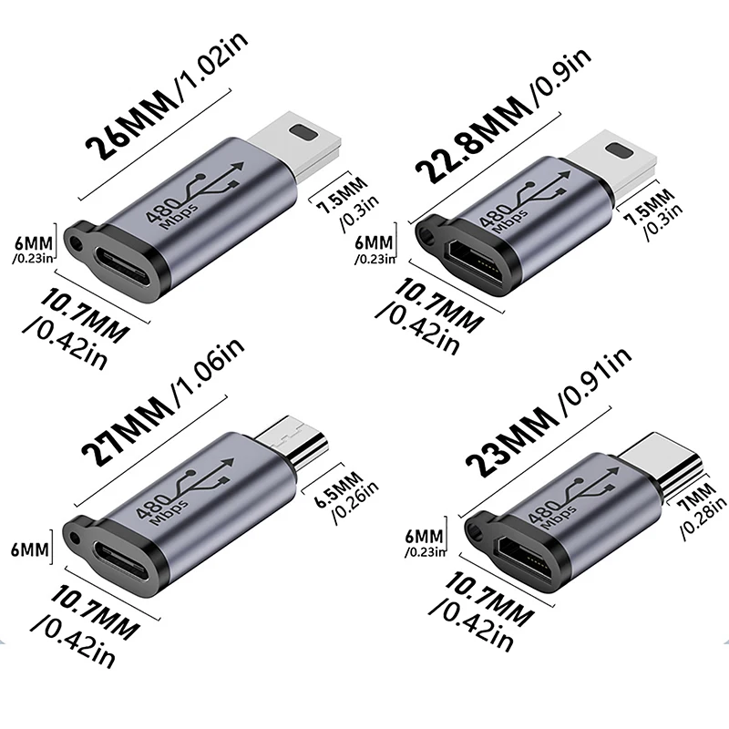 HUAHUAConnect 새로운 USB-C 암-마이크로 USB 수 어댑터 1개, 휴대폰, 태블릿 및 카메라용 범용 충전 및 데이터 변환기