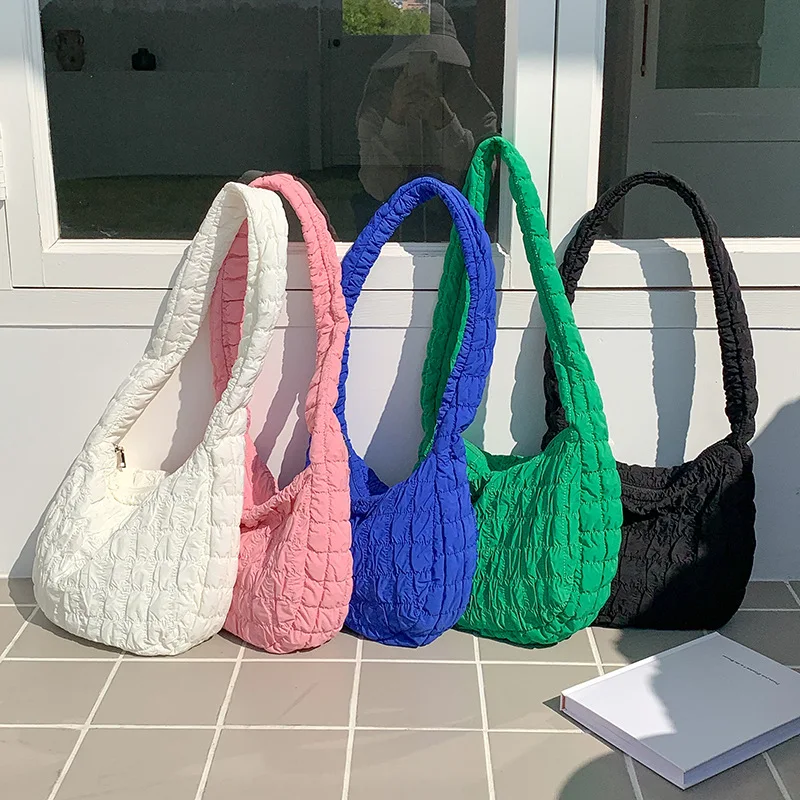 

Spring and Summer New Soft Shoulder Crossbody Bag Fashion Casual Pleated Niche Design Plaid Dumpling Bag