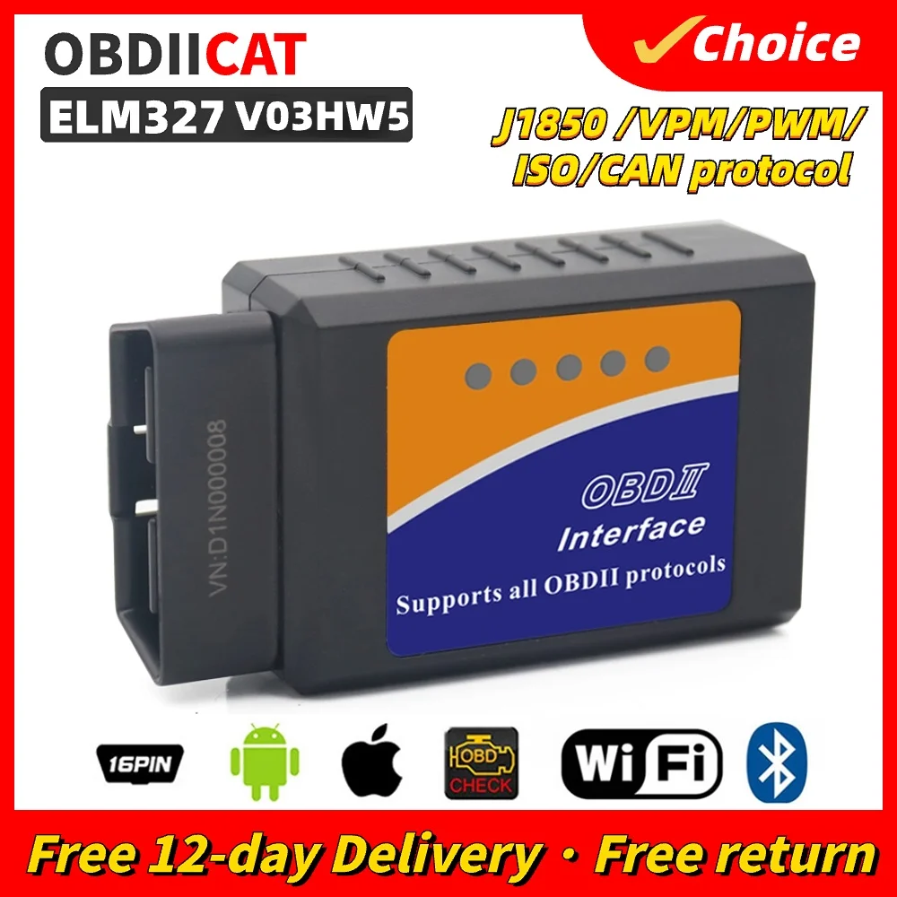 

V03HW5 ELM327 WIFI OBD2 Scanner Tool ELM327 Auto Code Reader V2.1 ELM 327 Quickly Diagnosis Car Breakdowns For IOS Android