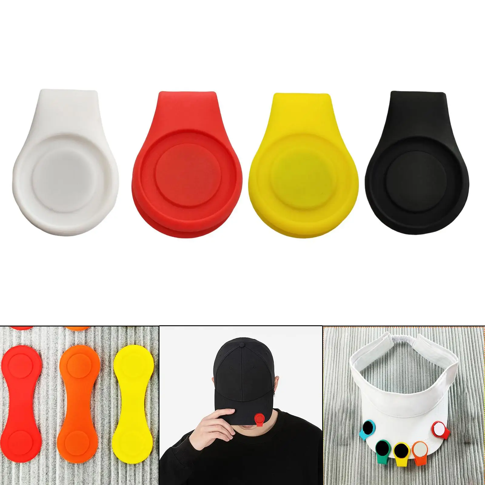 Novelty Golf Ball Marker Hat Clip Men and Women Round Putt Design Attach to Caps Visor Silicone Lightweight Golf Accessory