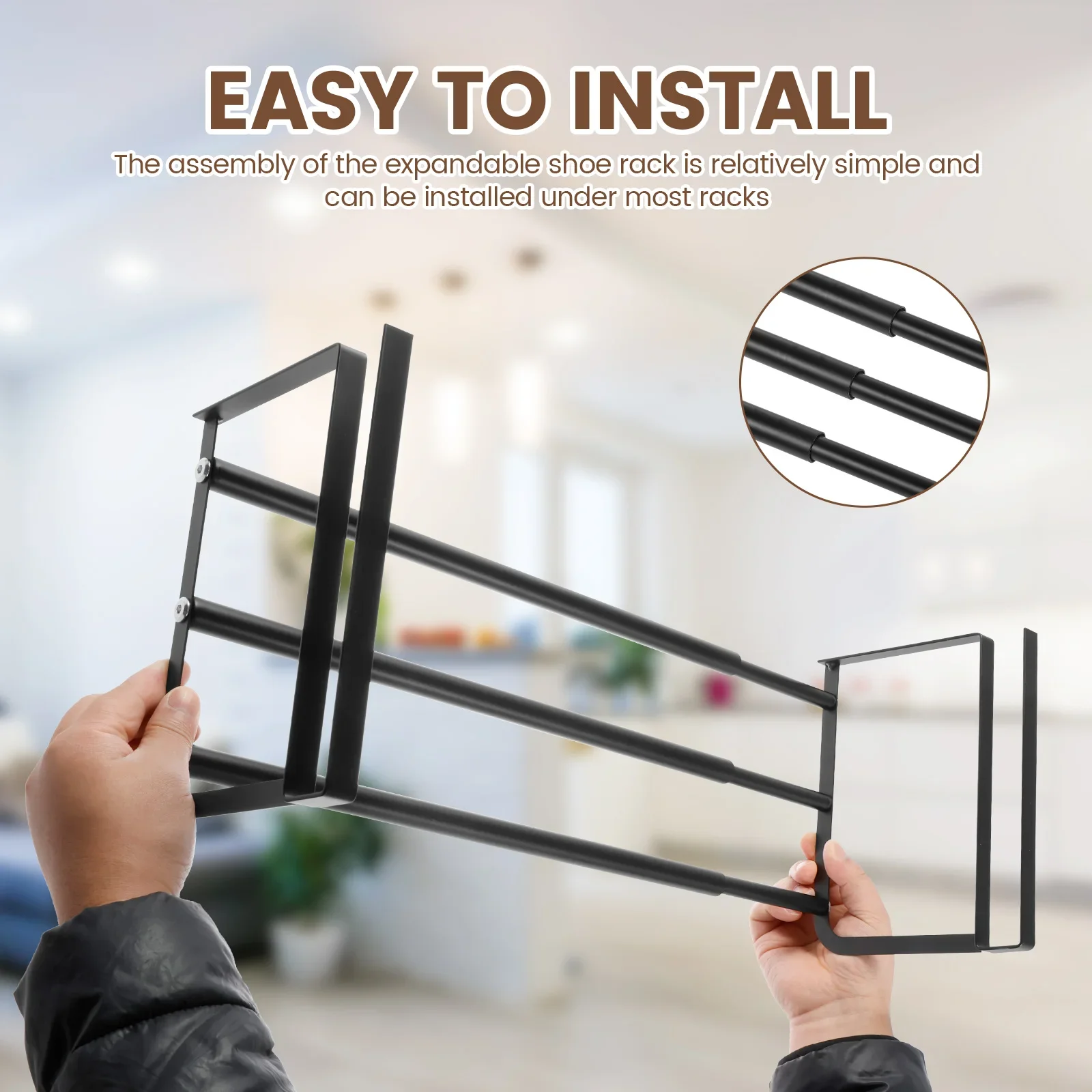 Adjustable Shoe Rack Hanging Under Cabinets Clothes Shoe Storage Shelf Expandable Household Retractable Organizer 5