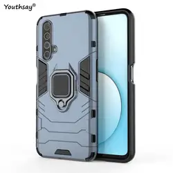 Durable Armor Shell Phone Case with Finger Ring and PC Bumper for Plastic (Navy Blue)