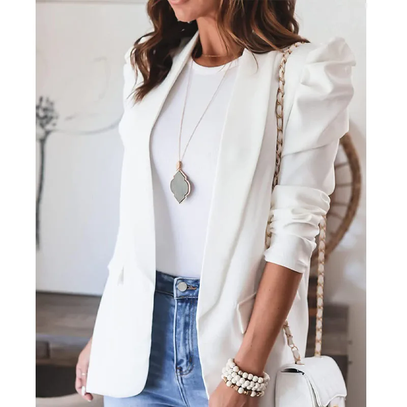 2023 Spring and Autumn Women's New Fashion Commuting Solid Color Long Sleeve Polo Collar Versatile Comfortable Suit Coat