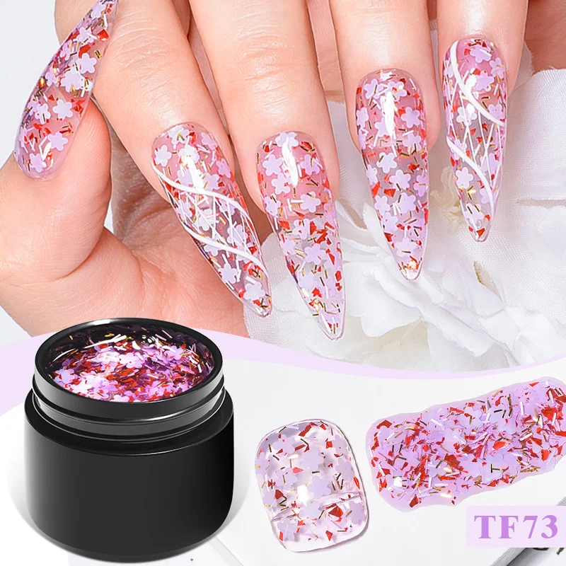 GlitterDriedFlowerGelNailPolishNaturalFlowerFairySoakOffUV