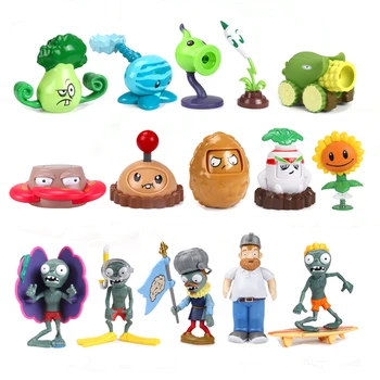 Plants vs Zombies 2 Anime Figures PVC Peashooter Conehead Zombie Crazy Dave Video Game Character PVZ Toys Kids Christmas Gifts