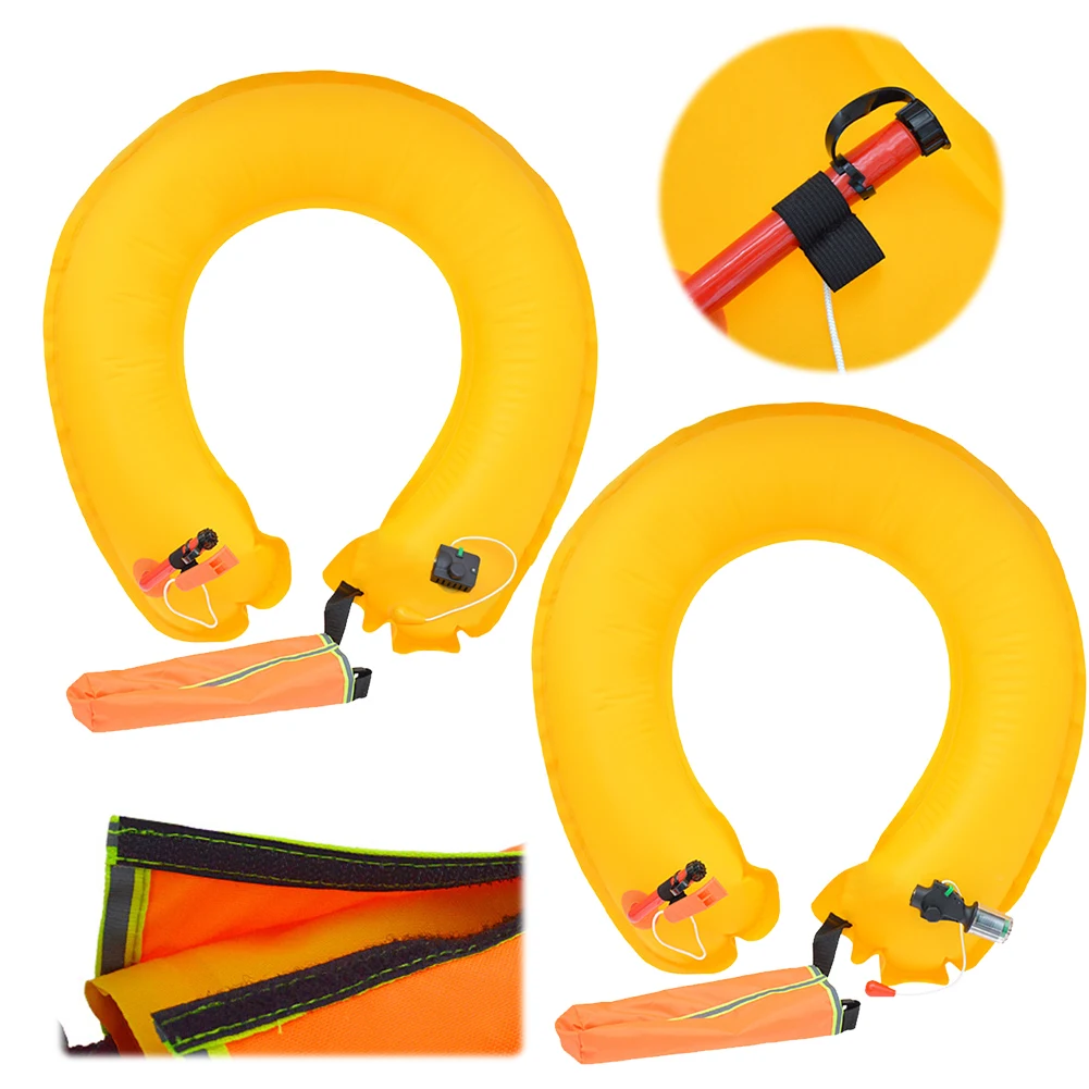 Inflatable Life Jacket Life Waist Belt with Reflective Strip Adult Round Buoys with Hook Flotation Device for Kayaking Swimming