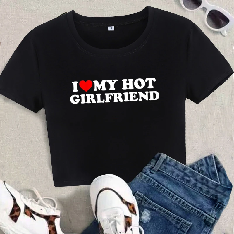 Oneforus I Love My Boyfriend T-Shirt Pour Femmes Filles À Manches