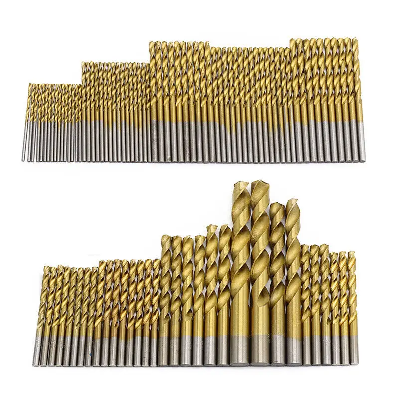 50Pc Titanium Coated Drill Bits HSS High Speed Steel Drill Bits Set Tool Multi Function Metal Drills Power Tools 1/1.5/2/2.5/3mm