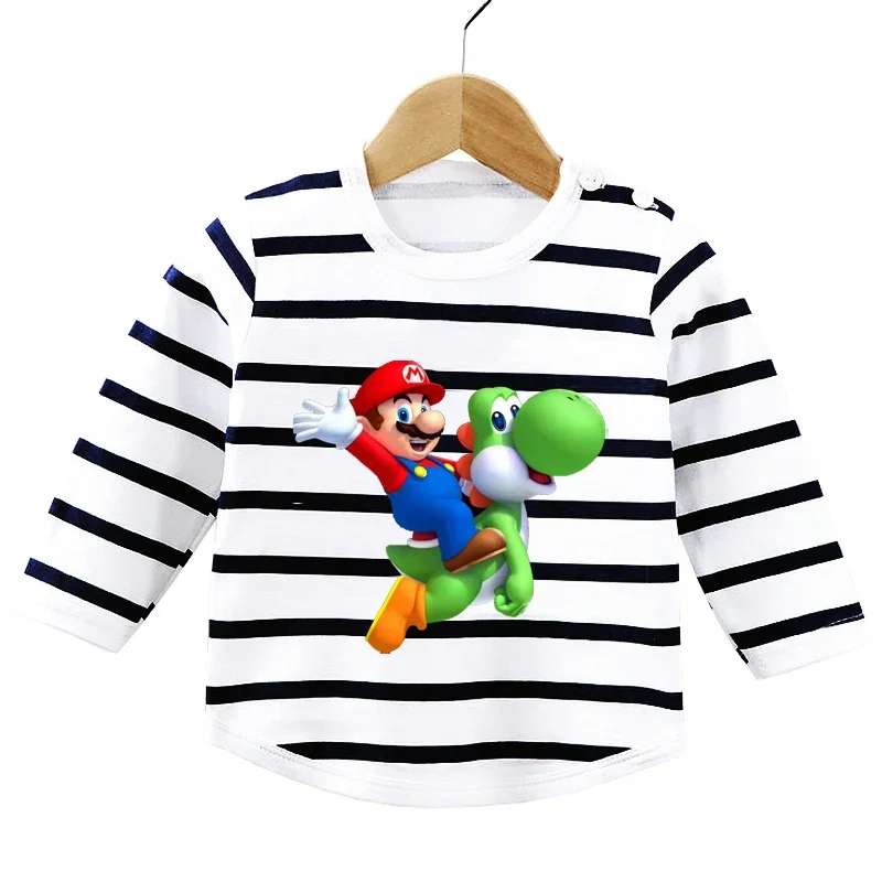 thumbnail image 1 of Camisetas de algodón suave con dibujos animados para niños, camiseta bonita de manga larga de Super Mario para bebés, camisetas para niños y niñas, ropa de jersey para bebés, 1 of 5