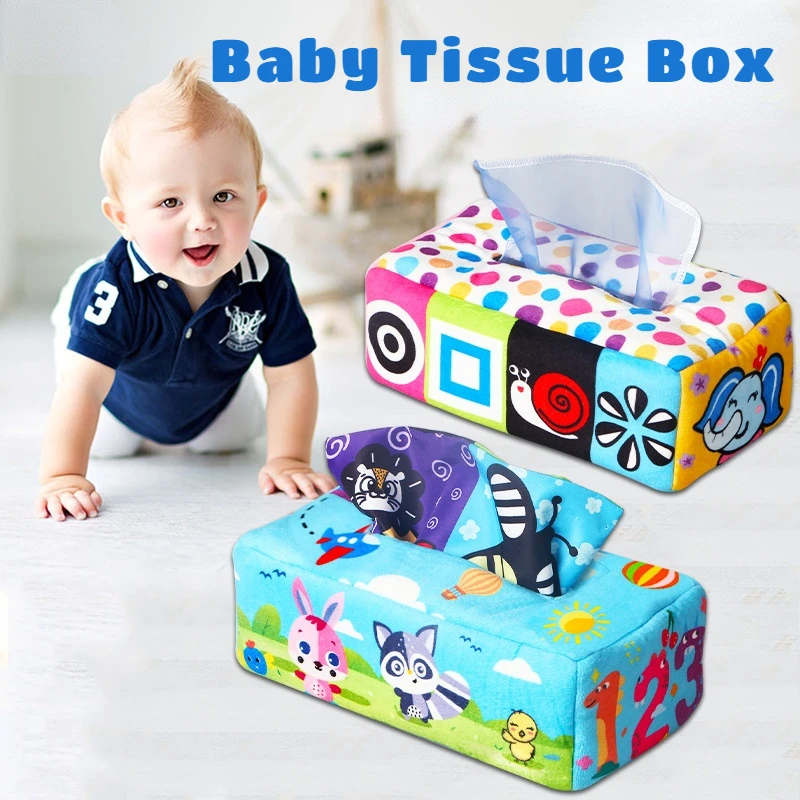 

Baby Tissue Box Montessori Educational Toys Colorful Soft Sensory Toy For Toddler Finger Exercise Pumping Silk Scarf Gifts 0-18M