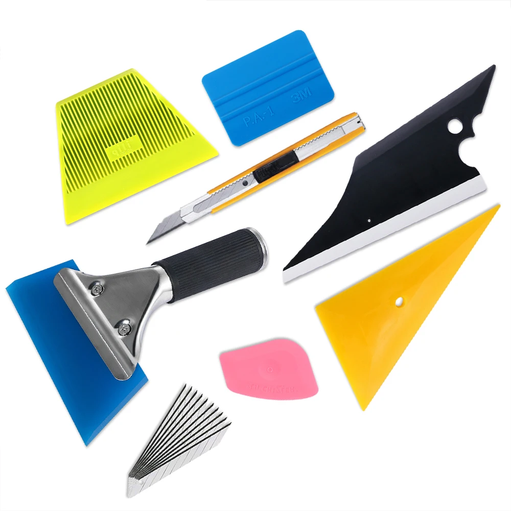 

8pcs/Lot Car Window Tint Film Squeegee Rubber Scraper Water Wiper Cleaning Tools Vehicle Sticker Cutter Knife Kit Auto Accessory