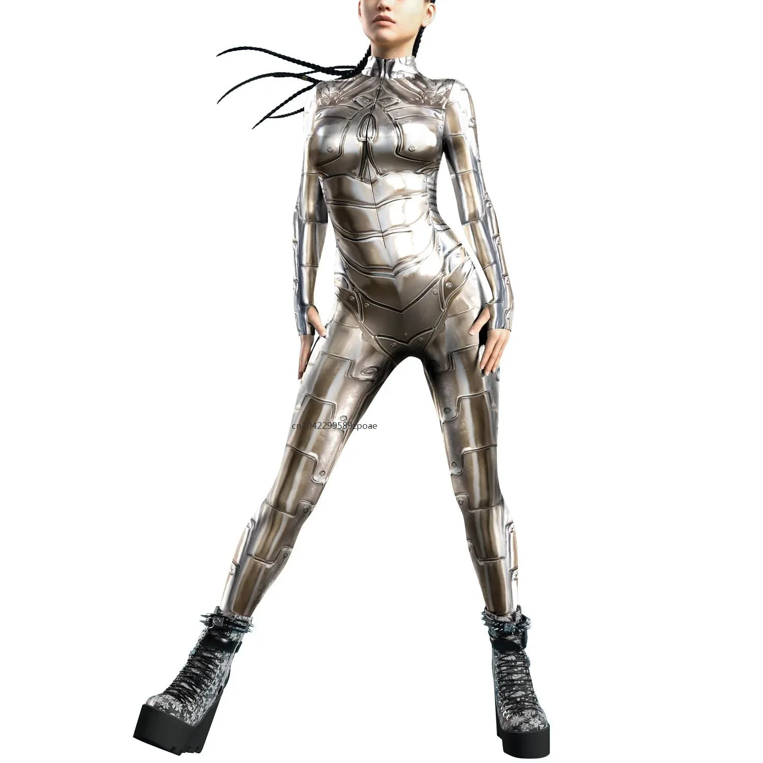 

Mechanical Armor Suit Women Fighter Cosplay Jumpsuit Costume Elastic Holiday Party Fancy Performance Bodysuits Rompers Zentai