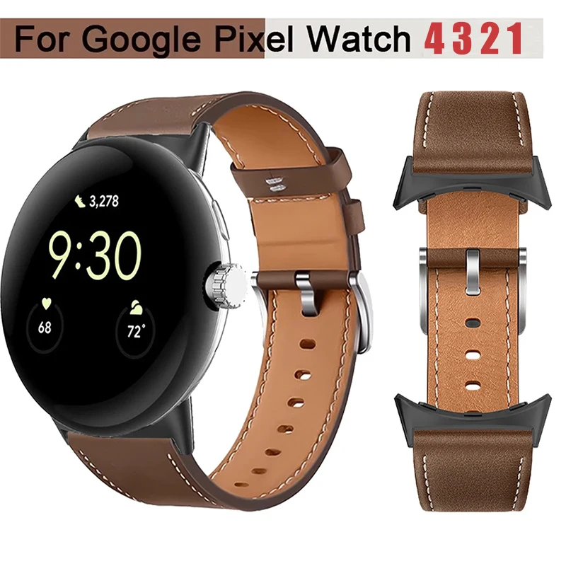 สายรัดข้อมือหนังแท้ Google Pixel Watch 4 ปรับขนาดได้ สวมใส่สบาย