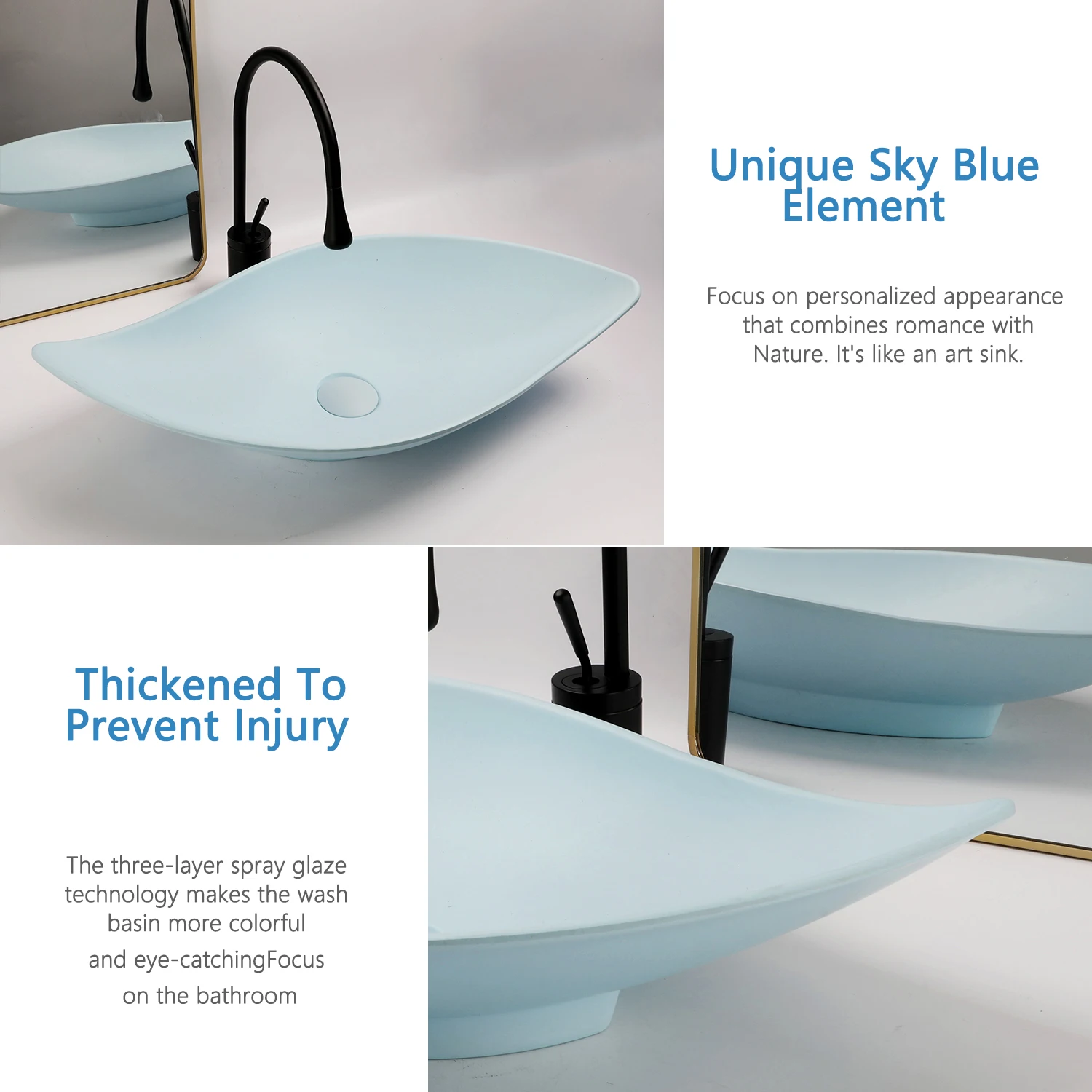 JIENI New Materials Bathroom Sink Faucet Set Multi Style Hand Painted Washbasin Water Droplet Shaped Hot Cold Taps Pop Up Drain 5