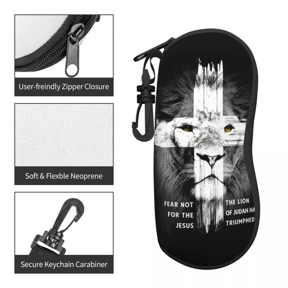 Lion Cross Jesus Christian Lord Shell Eyeglasses Protector Cases Cool Sunglass Case Judah Christian Faith Glasses Bag