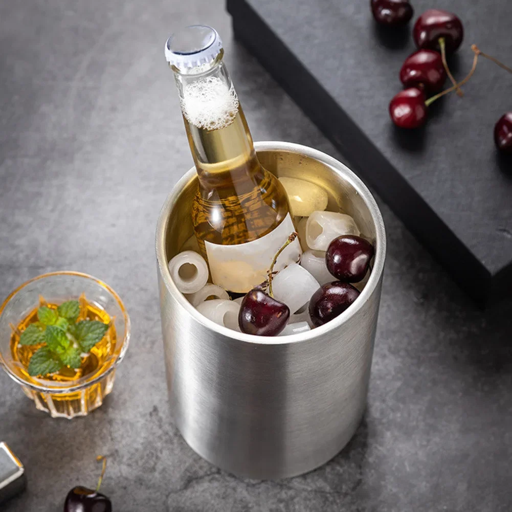 Double-Wall Stainless Steel Ice Bucket 1pc Wine Chiller