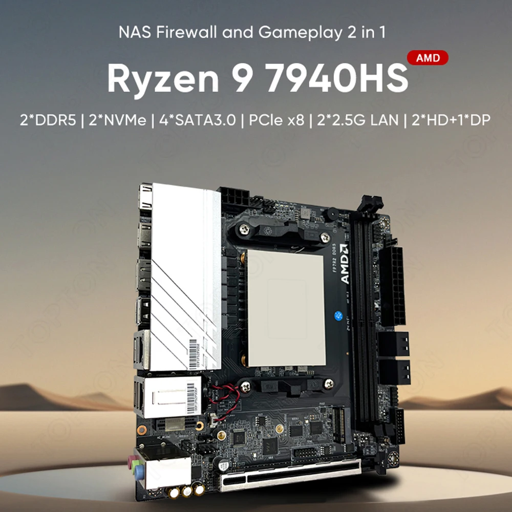 

Дешевая игровая мини-плата AMD Ryzen 9 7940HS 7 7840HS, 2 NVMe 4 SATA3.0 1x PCIE x8 2x DDR5 2x2,5G LAN 17x17 ITX Nas материнская плата