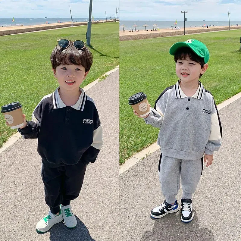 

Baby Boys Contrast Alphabet Sweatshirt + Sweatpant Sets Children Tracksuit Kids Outfits Jumper Pant Jogger Set For 1-10 Years