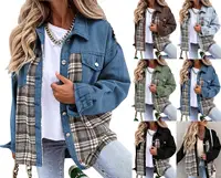 Veste en jean à manches longues et col boutonné pour femme, collection automne et hiver 1