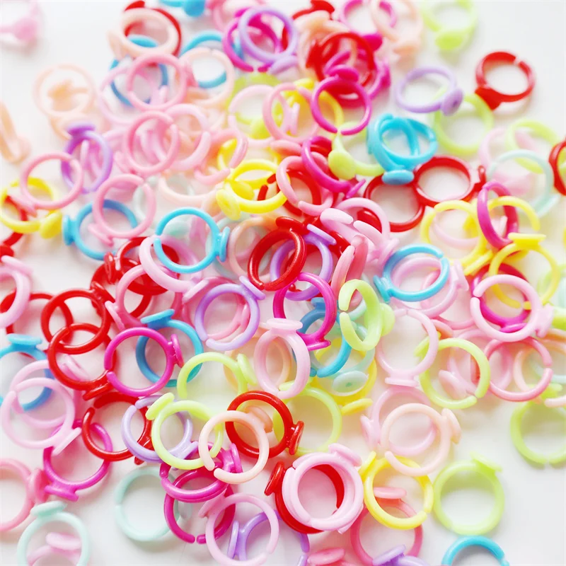 100pcs 14mm Plastic Rings Cabochon Base Blank for DIY Jewellery Making  Supplies Kid Girl Craft Material Accessories Findings