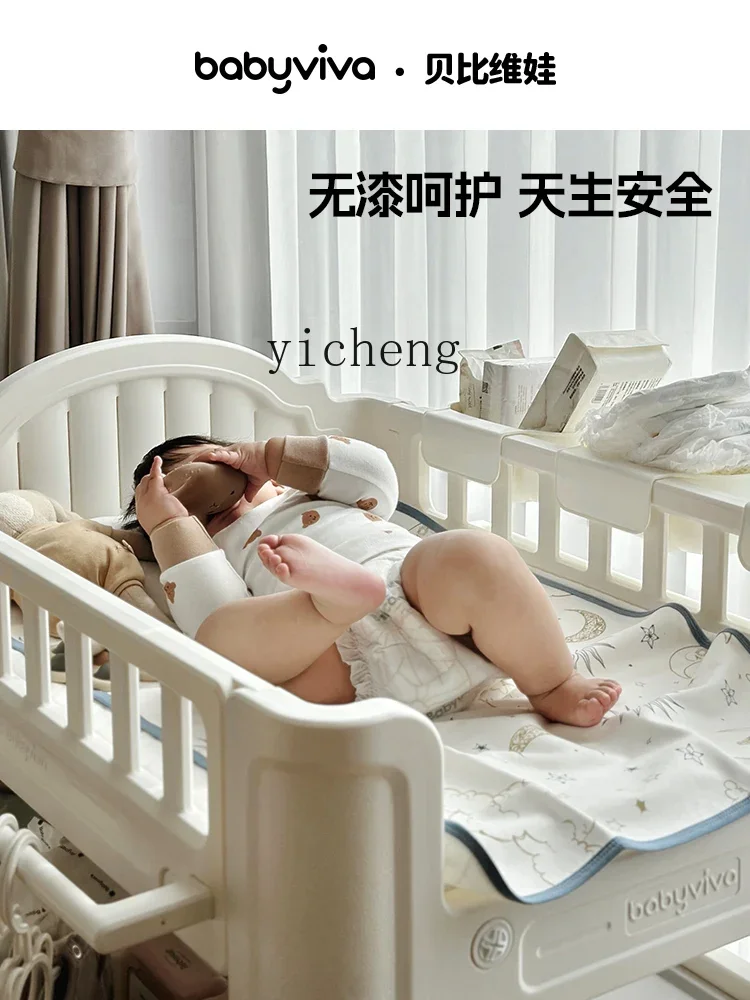 Tqh Diaper-Changing Table Baby Care Desk Baby Change Diapers Crib Multi-Function Massage Touch Bath Table