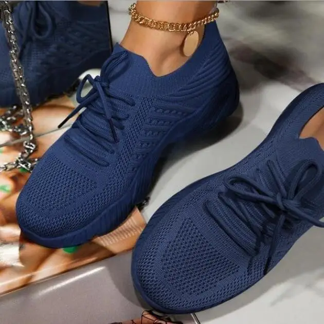 Кроссовки женские на шнуровке, повседневная спортивная обувь на платформе, сетчатые, Вулканизированная подошва, размер 43, 2022 1