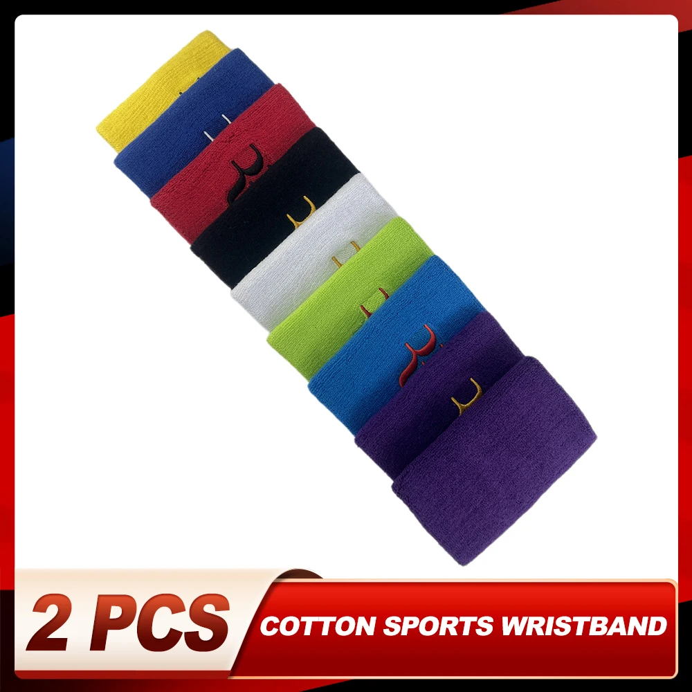 2Pcs 4.53&times;3.15in Cotton Tennis Wristband Ball Sports Wristband Fitness Running Wrist Sweat-Absorbent Belt Sports Protective Gear
