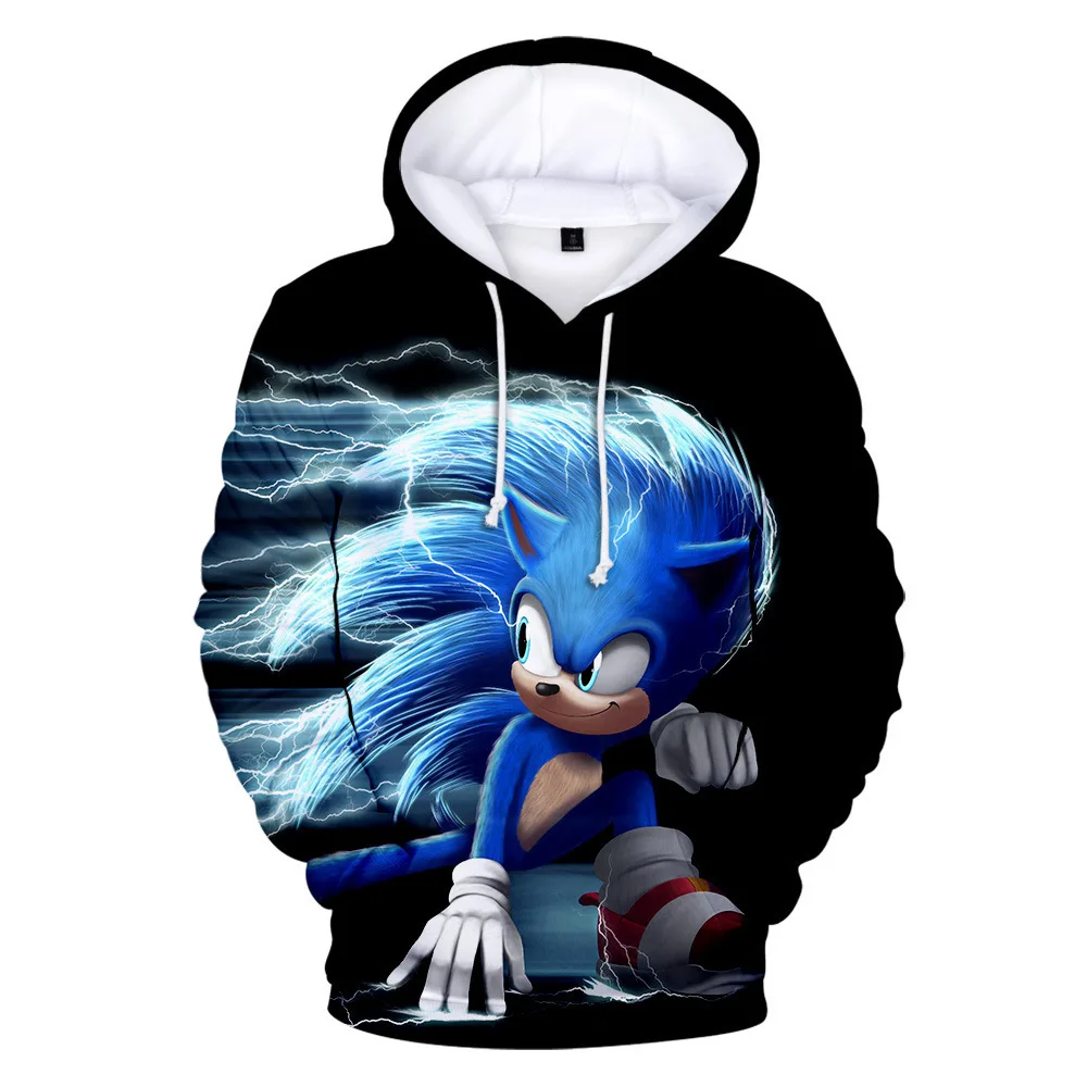 

New Game Cartoon Anime Sonic Shadow The Hedgehog Fashion Printed Hooded Sweatshirt Cool Casual Jacket Children's Clothes