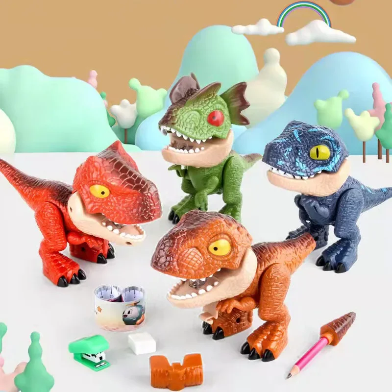 Dinosaur Stationery Five-in-One Set Model Toy for Kids Boys and Girls Creative Early Education Animals Toys Jurassic World Toys 4