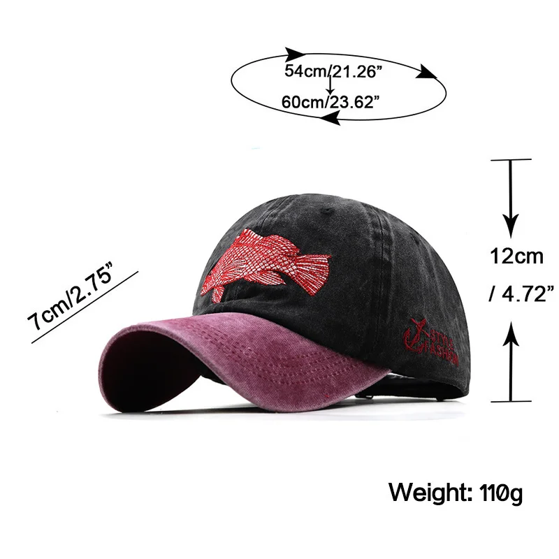 Unisex 3D fish Embroidered Fishing Baseball Caps Women's Men's Outdoor Cotton Cap Adjustable for Summer Male Hats_voghion.com