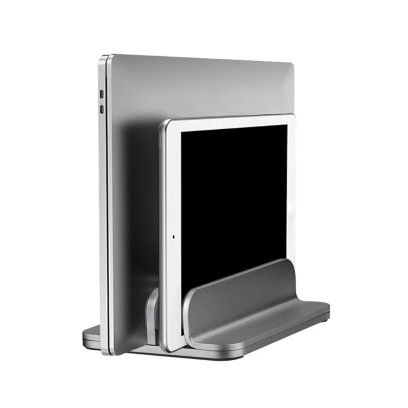Aluminum Alloy Vertical Laptop Stand Holder Adjustable Desktop Notebook Dock Space-Saving 3 In 1