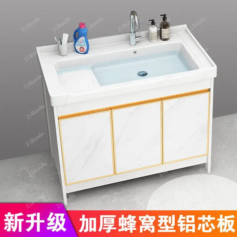 ~Balcony integrated basin, laundry basin with washboard, floor-to-ceiling rock slab, ceramic wash basin