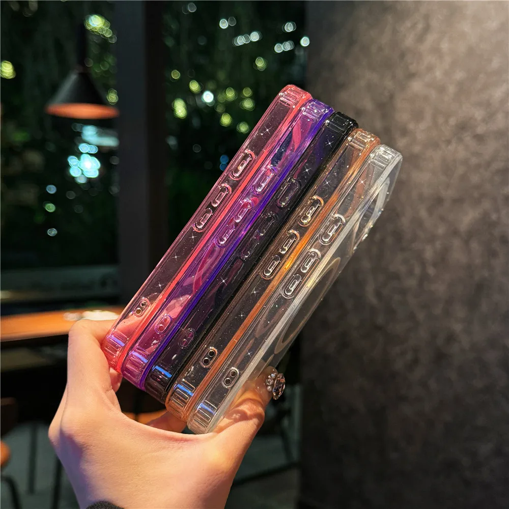 Glitter Clear Candy Magnetic Case with Starry Sky Design