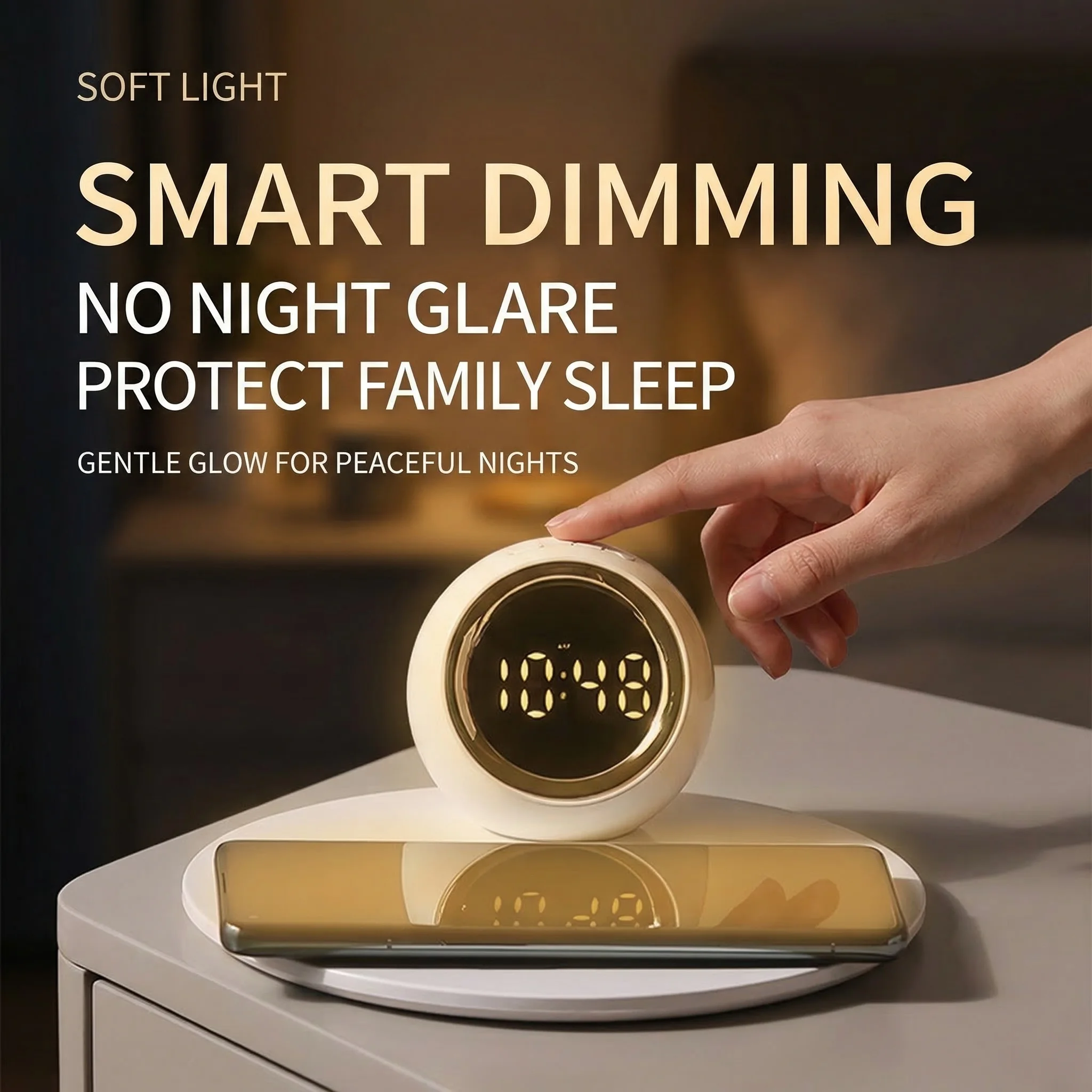 Alarm clock charger with fast charging adjustable brightness display digital clock with temperature for home office bedroom