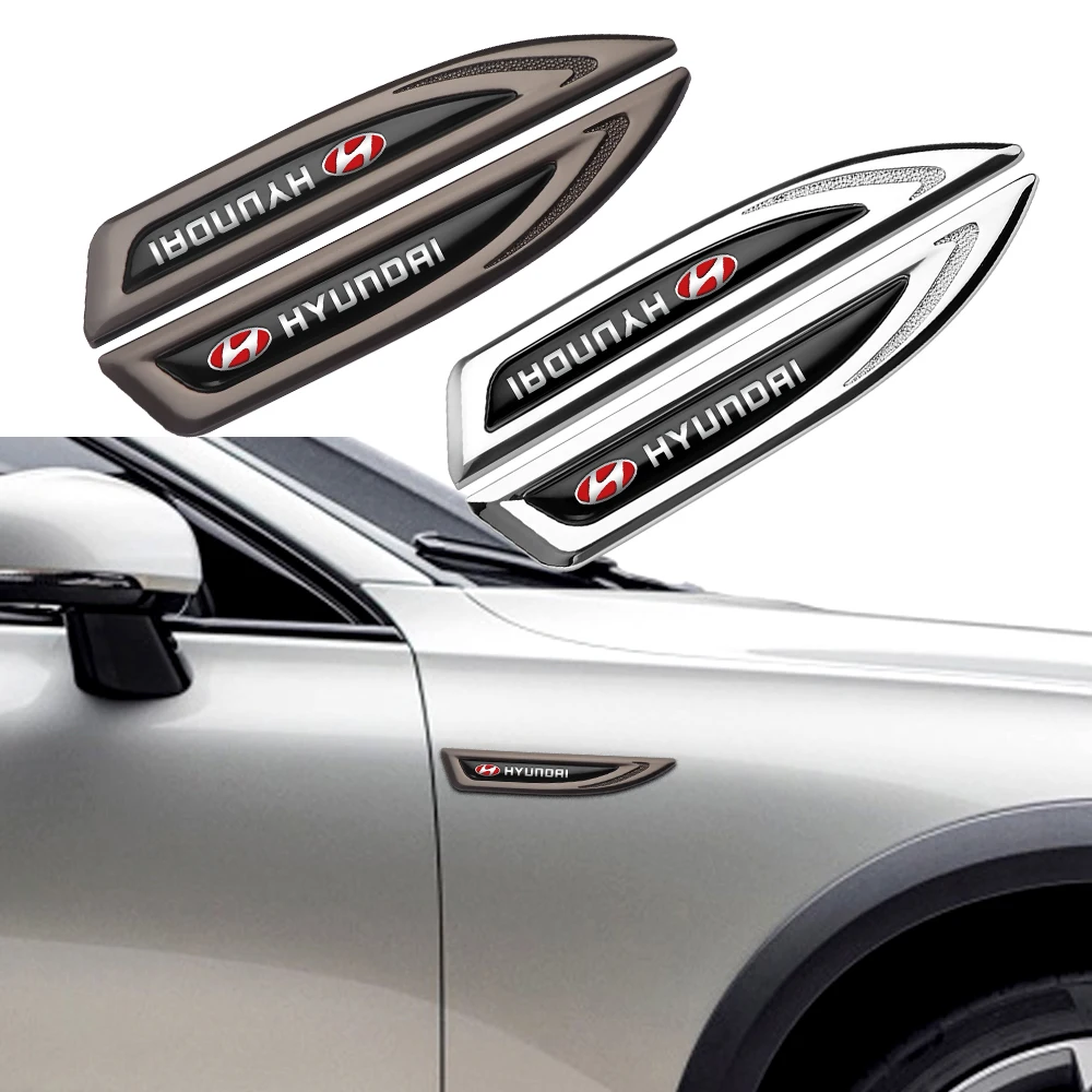 2PCS Car Body Fender Knife Emblem Decor Stickers Auto Styling Decals For Hyundai Wagon ix20 i20 i30 Elantra Wagon Tucson Lafesta