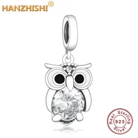 100% 925 Sterling Silver Charming Owl Pendants Beads fits Original Pan Charms Bracelet Bangle DIY Animal Jewelry Buho 1