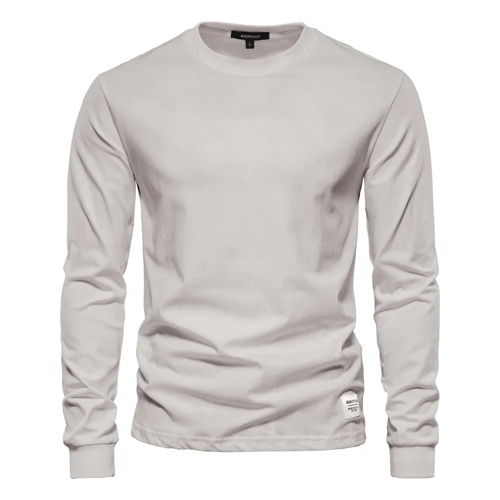 Casual Pure Cotton Long Sleeve Men's T-shirt size chart