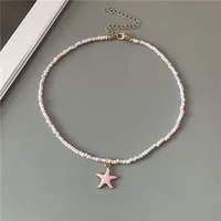 4 Colors Fashion Starfish Choker Necklace for Men Women White Black Blue Colorful Rice Beads Gift for Friend  Short Collar - Image 5