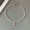 4 Colors Fashion Starfish Choker Necklace for Men Women White Black Blue Colorful Rice Beads Gift for Friend  Short Collar 5
