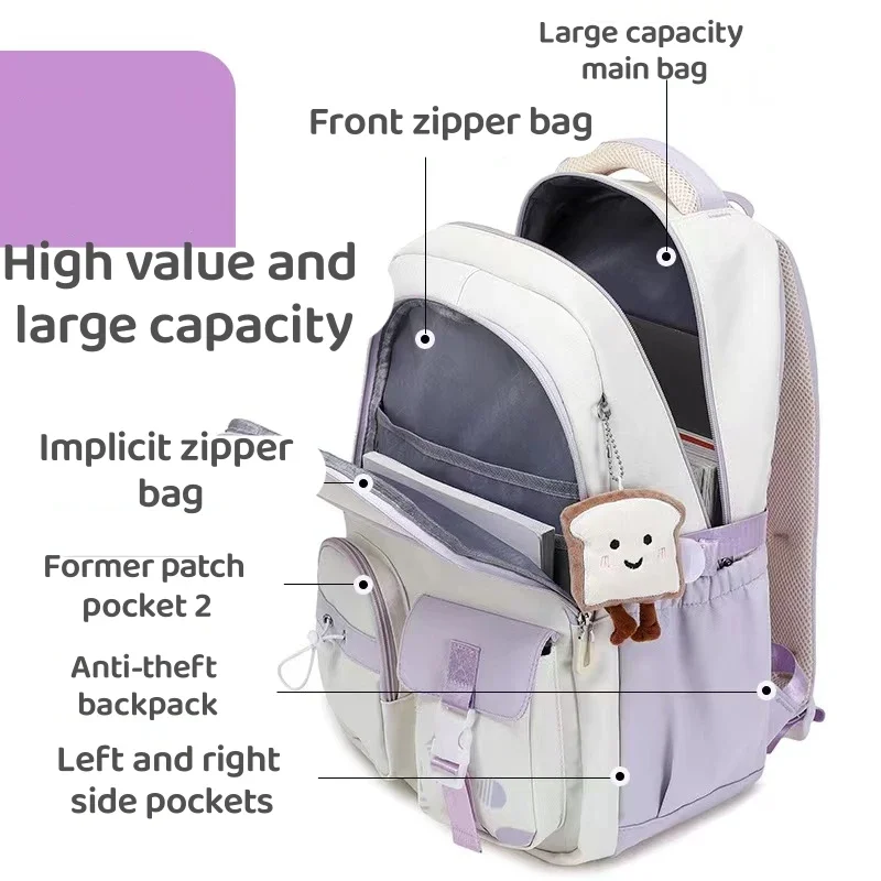 Schoolbag New Fashion Backpack Japanese Simple Korean College Students Waterproof Oxford Outdoor Backpack.