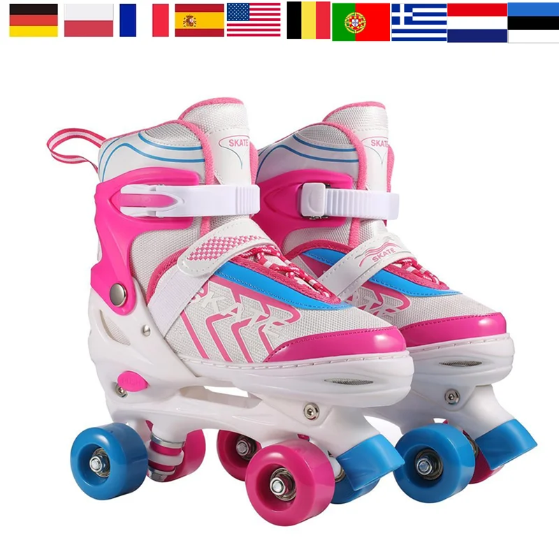 de tamaño ajustable niños de 6 a 12 años, de doble fila de PVC, malla transpirable, zapatos de patinaje al aire libre, ruedas|Rodillos destellantes| - AliExpress