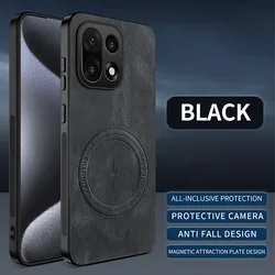 Luxury PU Leather Magnetic Phone Case - Shockproof Full Protector Cover - OnePlus 15 (Black)
