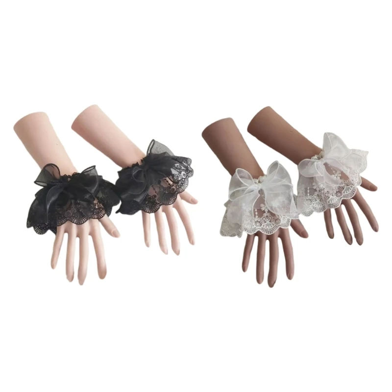 

Sweet Ruffle Sleeves Girls Pleated Wrist Cuffs for Woman Sweater Skirt Wrist Cuffs Female Pleated Wrist Cuffs Supplies
