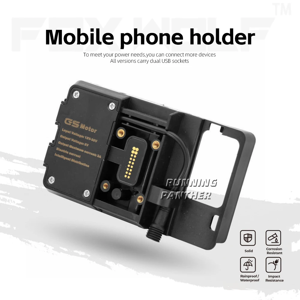 Motorcycle Phone Holder for BMW R1200GS LC&Adventure R1250GS S1000XR R1200RS Navigation Bracket USB Charger Stand